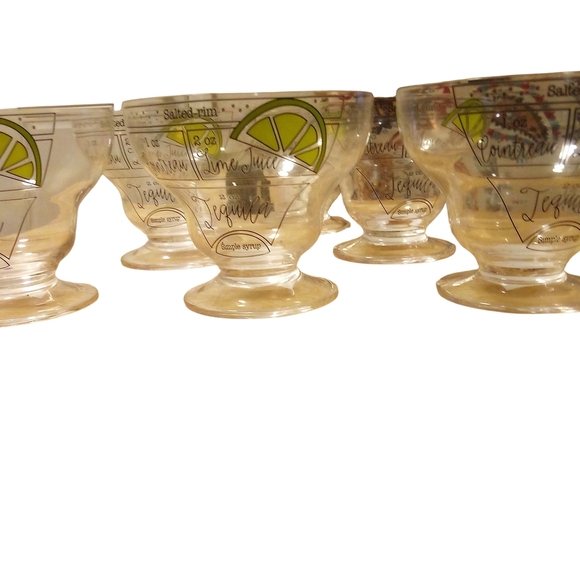 Mudpie 6-NWT Footed Stemless Margarita Recipe Clear Glass 4" Tall x 5" Diameter. - Picture 3 of 10